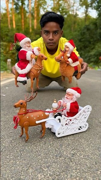 Remote Control Santa Claus Deer And Rc Santa Claus Sleigh Reindeer Gift Unboxing