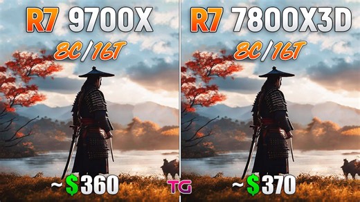 Ryzen 7 9700X vs Ryzen 7 7800X3D - Test in 10 games