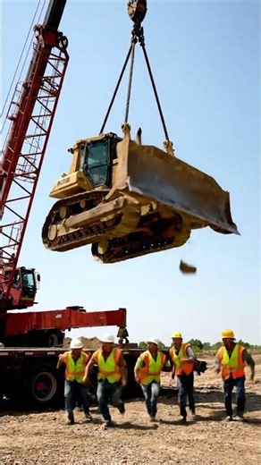 Crane Cable Snaps! Mining Truck Falls Hard in Construction Site Disaster 🚧💥 #fail #construction