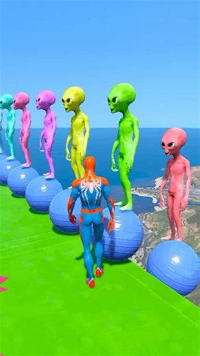 GTA V SPIDERMAN VS GREEN MINION VS ALIEN RAGDOLL FAIL#shorts