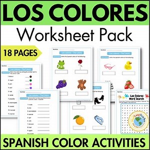 Spanish Colors Vocabulary Worksheet Pack Los Colores Activities Printables