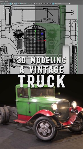 3D modeling a vintage truck #automobile #3dmodeling #3dgamedevelopment