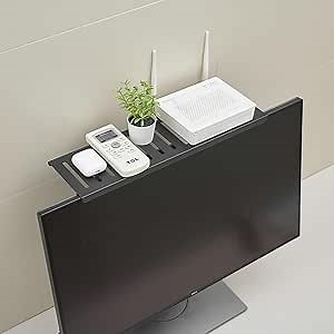 2PCS Monitor Shelf 15.7" - TV Computer Monitor Top Shelf for Speaker Streaming Devices, Adjustable Clip Mount Holder
