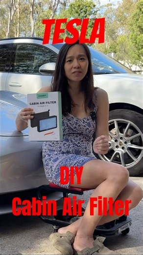 This is your sign to change your filters! #tesla #teslamodel3 #diy #carmaintenance #airfilter