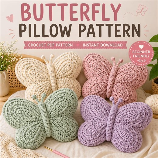 Butterfly Pillow Crochet Pattern PDF | Beginner Friendly Amigurumi Cushion | Instant Download - Etsy Canada
