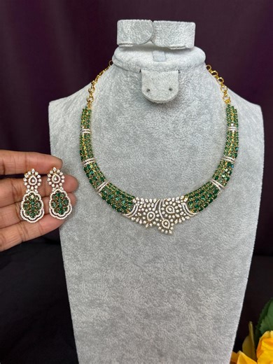 Green Emerald AD Necklace With Earrings/bridal Jewelry - Etsy