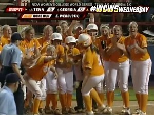 #WCWSwednesday: 2️⃣0️⃣1️⃣0️⃣ Tennessee Softball's Erinn Webb hits a GRAND SLAM in a 7-5 win against Georgia!! #WCWS | NCAA Softball