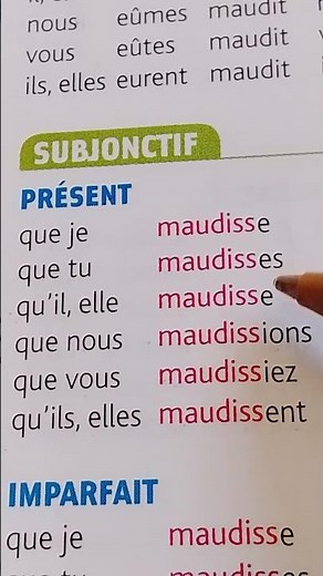 maudire au subjonctif présent#français#maroc #apprends#canada#french #english#edit #education