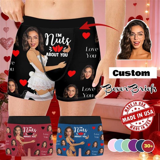 Personalized Face Boxer Briefs, Funny Photo Underwear, Valentine's Day Gift for Men - Etsy