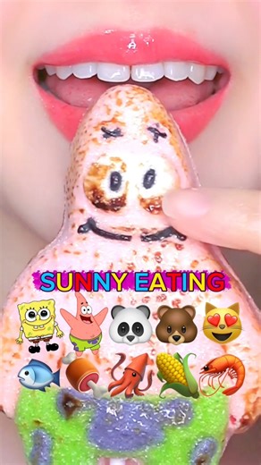140K views · 2K reactions | Asmr emoji spongebob & patrick sweet food character eating sound #asmr #asmrsounds #sweets | Sunny Eating Reels | Facebook
