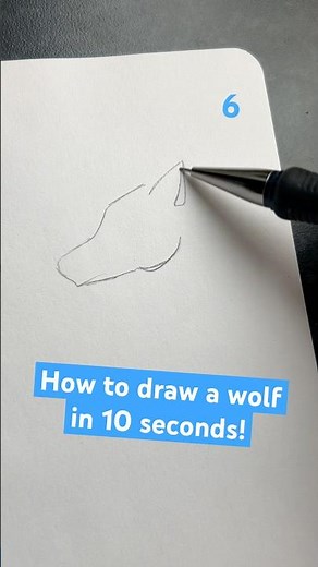 How to draw a wolf in 10 seconds! 🐺 #art #tutorial #wolf #sketch #shorts #challenge #easydrawing