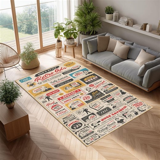 1950s Retro Ad Rug: Vintage Pop Art Design - Etsy