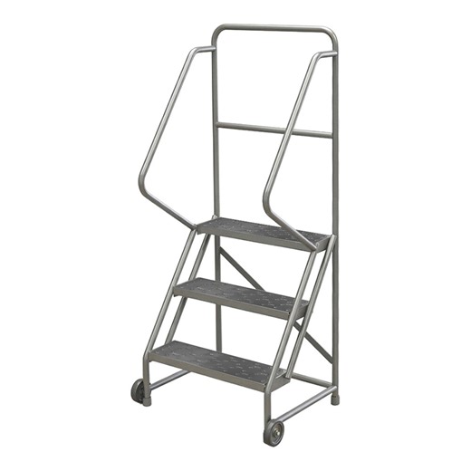 Tri-Arc Tilt & Roll 3-Step Rolling Safety Ladder with Perforated Tread and 24" Wide Steps KDTF103246 - 450 lb. Capacity
