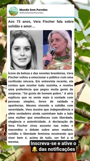 Vera Fischer aos 73: entre solidão, amor e liberdade.