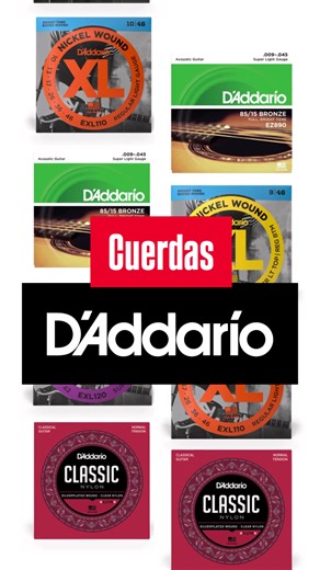 ¡Llegó nuevo stock de cuerdas D’ADDARIO! 🎶 Tenemos una gran variedad de sets para guitarra eléctrica, acústica y clásica disponibles ahora en Music Market, con envíos a todo el Perú 🇵🇪. ✨ Encuentra: Cuerdas para guitarra eléctrica con diferentes tensiones Cuerdas 85/15 para acústica Cuerdas para guitarra clásica 📦 ¡Dale a tu guitarra el sonido que merece! Disponible YA en Music Market. 👉 Envíos a todo el Perú 🇵🇪