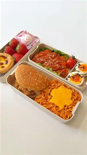 Make 3 in 1 bento box for my bestie to go on picnic #bentobox #asmr #picnic