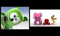 Mix of 2 videos from youtube : Gummy Bear Y Pocoyo Song Gummy Bear