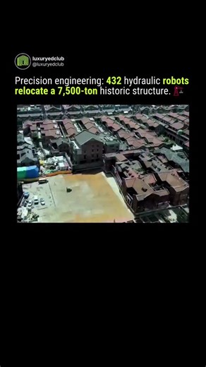 Luxury = Money & Power on Instagram: "Relocating history with sub-millimeter precision. In Shanghai, engineers successfully moved the five-story Lagena Primary School, a 7,500-ton historic structure, using a revolutionary "walking" mechanism. Instead of traditional rails or slides, 432 robotic hydraulic legs were placed beneath the building to lift and step it forward over the course of 18 days. The hidden engineering marvel here is the Non-Uniform Load Distribution System. In traditional buildi