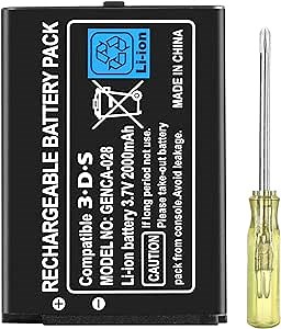 3.7V 2000mAh 3DS Battery Pack, Replacement Rechargeable Lithium-ion Battery Compatible with Nintendo 3DS /New 2DS /2DS, Including Tool Pack Kit, CTR-003
