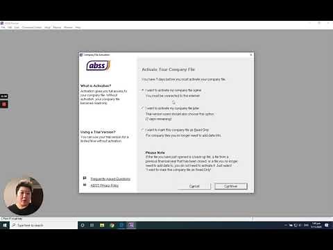 How to activate ABSS datafile in MYOB ABSS Accounting Software
