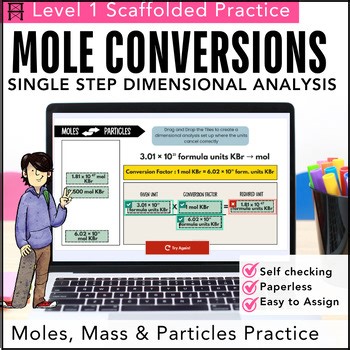 Mole Conversions Practice (Mass & Particles) | Dimensional Analysis Activity
