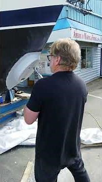 Bayliner 3988 yacht thruster install drilling holes 3