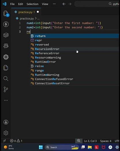 01 Python program to add two numbers #coding #pythonprogramming #programming #learnpython
