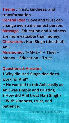 Class 10 English The Thief's Story#class10english #revision #cbseenglish