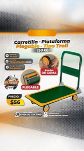 🚛📦 Lleva más, con menos esfuerzo. Nuestra carretilla plegable es tu compañera perfecta para cualquier tarea. Compacta, resistente y fácil de almacenar. ✔ Fácil de usar, conveniente, rápido. ✔ Soporta hasta 150 kg. ✔ Manilla de metal con espuma cómoda. ✔ Ampliación de tamaño: 735x470x830 mm ✔ Tamaño plegable: 735x470x220mm ✔ Tamaño de la placa: 735x470 mm ✔ Diámetro y material de la rueda : 100 mm (PP TPR) ¡Haz tu trabajo más eficiente hoy mismo! 🌟💪 💰 𝐏𝐑𝐄𝐂𝐈𝐎: $56💰 👇🏻Contáctanos 📱𝐖