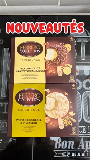 Nouveautés Glace Ferrero chocolat blanc Pistache & chocolat saveur crème Patissière #nouveau#pourtoi