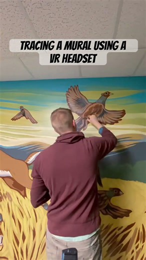 Using VR to trace out my latest mural 🦌 #vr #virtualreality #vrheadset