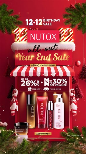 It’s the Nutox 12.12 Birthday Sale, and we’re going all out this Year End! 🎉✨ Step into our Nutox Glow Machine and grab your must-haves at the biggest deals of the season! ✨ Up to 26% OFF ✨ Up to 30% OFF voucher ✨ FREE gifts ✨ FREE shipping Limited-time prices from 8 Dec (8PM) – 14 Dec (8PM) Shop Nutox now on Shopee! 🛒 #NutoxMalaysia #Nutox #AntiAgeing #Skincare #Moisturiser #YouthBeyondTime #YouthRestoringAdvancedSerumConcentrate | Nutox