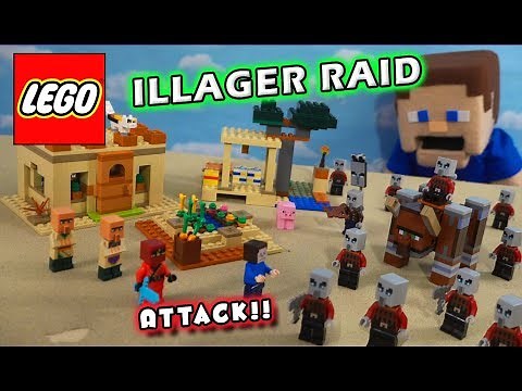 PILLAGER ATTACK!! LEGO Minecraft MEGA Illager Raid Playset Stop Motion Unboxing