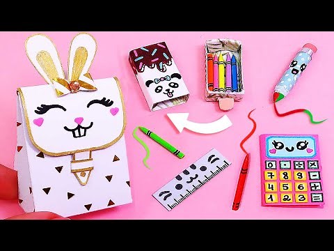 Paper DIY Miniature School Supplies REALLY WORKS!! (Backpack, pencilcase, notebook...) Origami craft