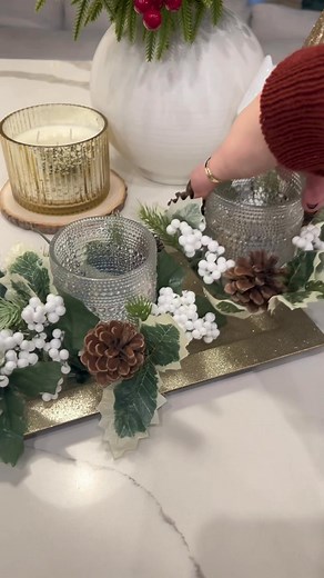 Everything, except the glassware, is from Dollar Tree! 🌳 #christmas #christmasdecor #christmascenterpiece #ChristmasDIY #crafts #christmascrafts #viralcrafts #centerpiece #easycrafts | Home Goodiys