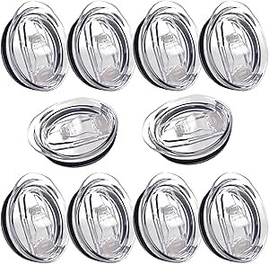 10 Pack 20 oz Skinny Tumbler Replacement Lids Plastic Splash Covers tops for 20 oz coffee cup lids Clear Cup Covers for 2.64 Inch Mouth Tumbler Cooler