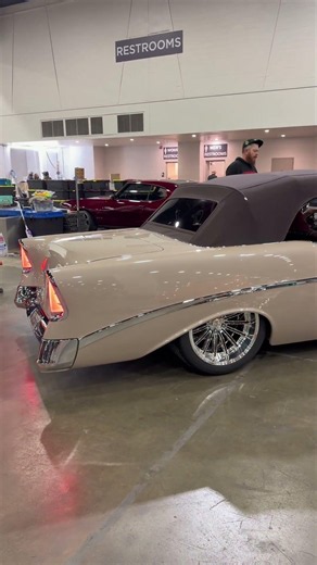Just listen to this wild 56 Chevy Bel-Air convertible rolling out of the 2026 Detroit Autorama