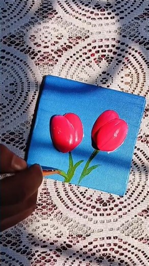 beautiful tulip flower painting ☘️❤️ canvas painting acrylic #diy #decorart #shorts #youtubeshorts