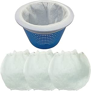 Reusable pool skimmer precision filter socks - For use in filter baskets, skimmers, and to clean in-ground and above-ground swimming pools of debris and leaves, algae, pollen, grease, etc (3 pack)