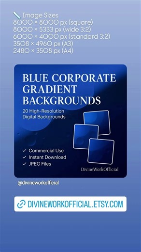 20 Blue Corporate Gradient Backgrounds for Business, Branding, Presentations & Web Design.