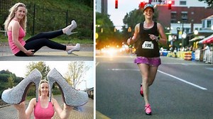 Frau läuft kompletten Marathon in High Heels