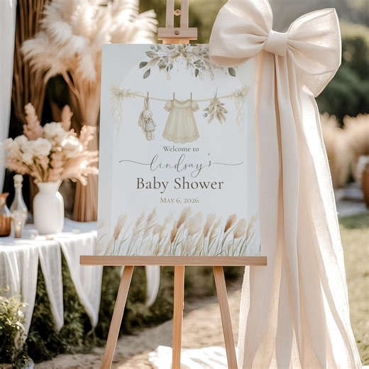 Boho Baby Shower Welcome Sign, Neutral Pampas Grass Welcome Poster, Editable 18x24 Sign - Etsy