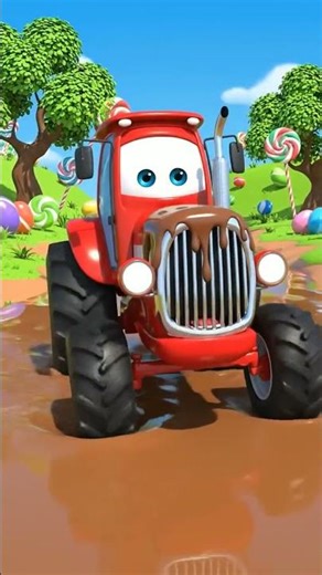 Tractor having fun in chocolate river 😀 #cartoonforkids