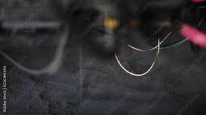 Cleaning old dusty electronics computer, lots of dirt and dust blown by compressed air, old wires and steel, old wires cleaning by proffesional specialist