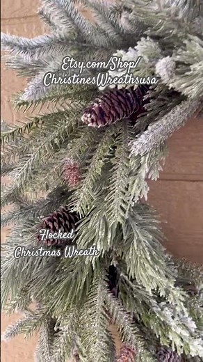Flocked Christmas Wreath, Winter Wreath With Pine Cones, Rustic Farmhouse Christmas Wreath