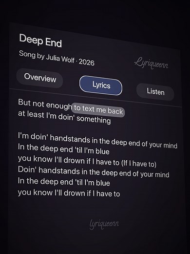 Deep End lyrics – Julia Wolf Lyriqueenn