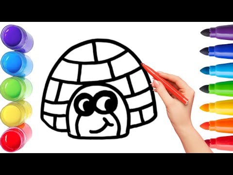 How To Draw cute igloo Drawing, Painting & Coloring For Kids and Toddlers_🌈🎨