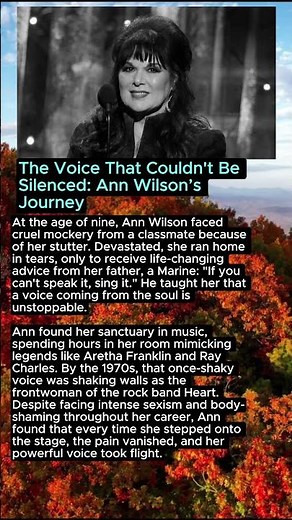 The Voice That Couldn't Be Silenced: Ann Wilson’s Journey