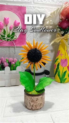 DIY Clay Sunflower #trending #diy #diyflowers #handmade #shorts #viralvideo