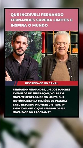 🚨QUE INCRÍVEL! FERNANDO FERNANDES SUPERA LIMITES E INSPIRA O MUNDO🚨